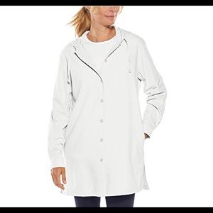 Coolibar Womens Button Up Hooded Shirt Sz M UPF Sun Protection 50 Vented White